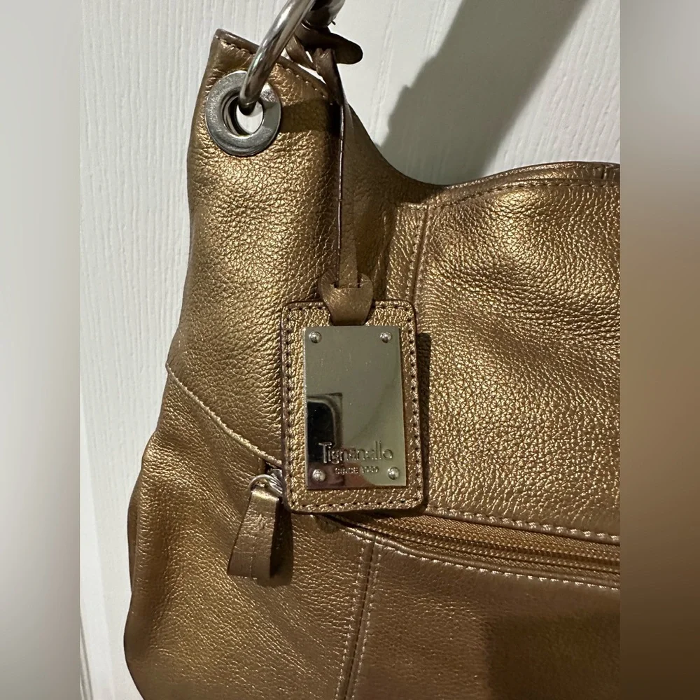Tignanello Bronze Leather Hobo Handbag Purse